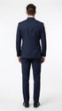 Men’s Navy Blue Mandarin Collar Suit, Dark Blue Banded Collar Formal Wedding Dress Suit