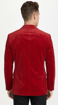 Men’s Red Velvet Big and Tall Blazer, Affordable Clearance Formal Sport Coat for Prom and Parties