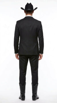 "EJ Samuel Men's Two-Button Velvet Suit in Black"