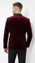 Men’s Burgundy Velvet Dinner Jacket, Designer Black Satin Shawl Lapel Tuxedo Blazer for Weddings, Prom and Formal Events