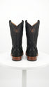 Men’s Los Altos Black Matte Pirarucu Wide Square Toe Cowboy Boots, Genuine Exotic Western Boots