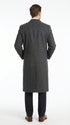 Men’s Dark Grey 44 Inch Double Breasted Wool Blend Overcoat, Long Length Dress Coat