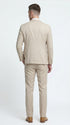 Men’s Khaki Sharkskin Wedding Suit with One Button Jacket, Double Breasted Vest and Pants