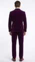 Men’s Rossi Man Zeus Purple Velvet Double Breasted Tuxedo Suit, Formal Wedding Prom Dinner Suit Set