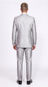 Men’s Silver Shiny Sharkskin Suit – 2 Button Peak Lapel Formal Suit with Flat Front Pants for Wedding, Prom & Party