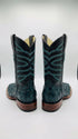 Men’s Rustic Turquoise Pirarucu Exotic Leather Cowboy Boots – Western Square Toe Fish Boots
