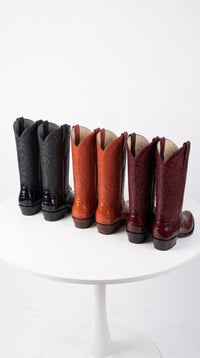 Los Altos Men’s Genuine Eel Skin Cowboy Boots LAB-6508, Round Toe Western Boots in Black, Cognac and Burgundy