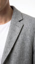 Men’s Light Grey Fitted Wool Peacoat – Modern Slim Cut Single-Breasted Coat
