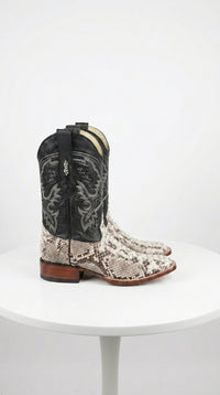 Natural Python Square Toe Boots