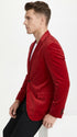 Men’s Red Velvet Big and Tall Blazer, Affordable Clearance Formal Sport Coat for Prom and Parties