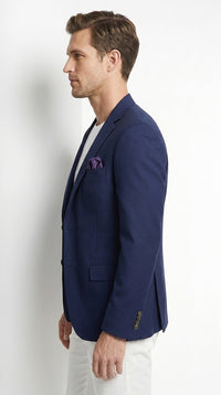 Men’s Navy Wool Sport Coat Blazer, Basic Two Button Classic Fit Formal Dress Jacket