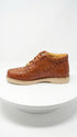 Men’s Wild West Brown Caiman and Ostrich Skin Shoes with Lace Up Front, Exotic Western Dress Shoes