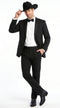 Mens 1 Button Western Cowboy Wedding Tuxedo Black