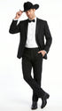 Mens 1 Button Western Cowboy Wedding Tuxedo Black