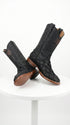Men’s Los Altos Black Matte Pirarucu Wide Square Toe Cowboy Boots, Genuine Exotic Western Boots