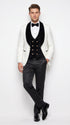Marco Lorenzo Premium White Paisley 4 Piece Suit with Black Velvet Shawl Lapel and Matching Bow Tie