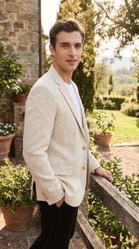 Men’s Ivory Cream Off White 2 Button Sport Coat, Classic Dress Casual Blazer