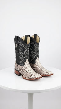 Natural Python Square Toe Boots
