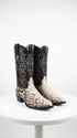 Men’s Natural Python Snakeskin J Toe Cowboy Boots with Black Western Shaft, Exotic Dress Boots