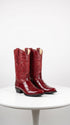 Men’s Red Eel Cowboy Boots with Pointed Toe, Original Leather Western Dress Boots