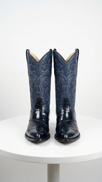 Men’s Red Eel Cowboy Boots with Pointed Toe, Original Leather Western Dress Boots
