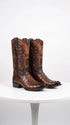 Men’s Brown Caiman Crocodile Tail Cowboy Boots with European Toe, Exotic Western Dress Boots
