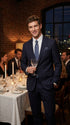 Men’s Navy Linen Suit for Beach Wedding, Summer Dress Suit with Jacket and Pants