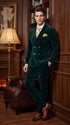 Men’s Rossi Man Zeus Emerald Green Velvet Double Breasted Tuxedo Suit, Formal Wedding Prom Dinner Suit