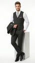 Men’s Black Bold Pinstripe 1920s Suit with Vest and Pants – Vintage Gangster Style Outfit