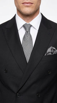 Men’s Black Classic Wool Double Breasted Suit, Formal Wedding Business Dress Suit