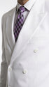 Men’s White Classic Double Breasted Poplin Suit, Formal Two Piece Wedding Dress Suit