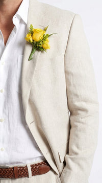 Men’s Natural Sand Linen Suit, Light Tan Summer Beach Wedding Suit