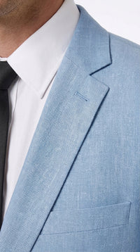 Men’s Light Blue Linen Suit – 2 Button Summer Wedding, Beach Wedding & Business Suit