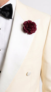Men’s Ivory Double-Breasted Tuxedo Dinner Jacket – Cream Off-White Wedding, Prom and Black-Tie Blazer