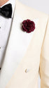 Men’s Ivory Double-Breasted Tuxedo Dinner Jacket – Cream Off-White Wedding, Prom and Black-Tie Blazer