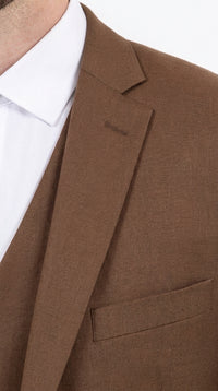 Men’s Brown Sharkskin 3-Piece Suit – Regular Fit Single-Breasted Wedding, Business and Formal Suit