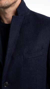 Men’s Navy Blue Bravo Top Overcoat, 4 Button Wool Blend Formal Winter Dress Coat