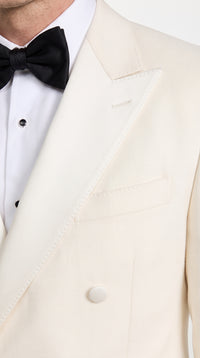 Men’s Ivory Double Breasted Tuxedo Dinner Jacket, Cream Off White Formal Wedding Blazer