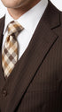 Men’s Brown Tone on Tone Pinstripe Suit, Classic Fit Formal Wedding Business Suit