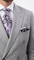 Men’s Light Grey Double Breasted Suit, Classic Fit Silver Gray Luxury Wedding Business Suit