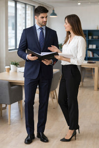Mantoni Black, Gray, Navy Blue Stripe Two-button Wool Suit 3 Fabrics
