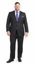 Mantoni Black, Gray, Navy Blue Stripe Two-button Wool Suit 3 Fabrics