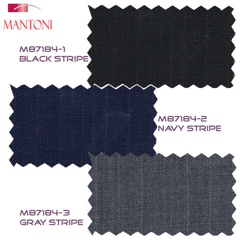 Mantoni Black, Gray, Navy Blue Stripe Two-button Wool Suit 3 Fabrics