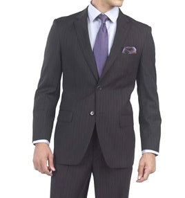 Mantoni Black, Gray, Navy Blue Stripe Two-button Wool Suit 3 Fabrics