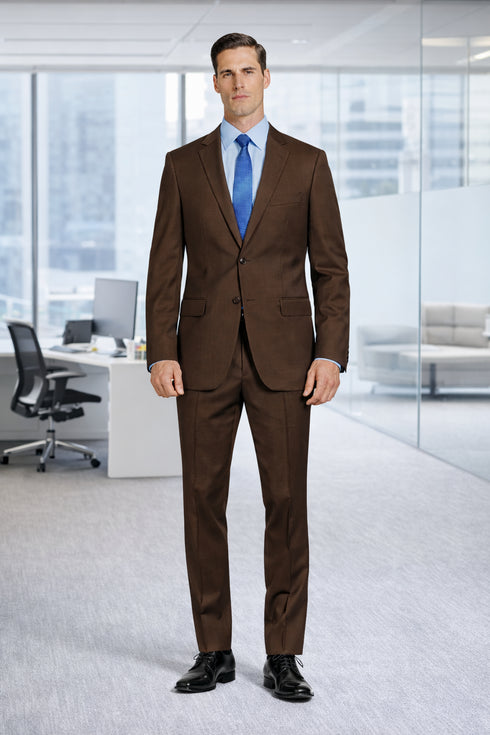 Mantoni Brown Two-Button Wool Suit