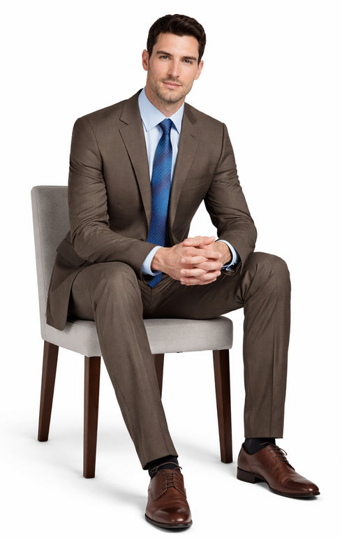 Mantoni Camel or Taupe Two-button Wool Suit