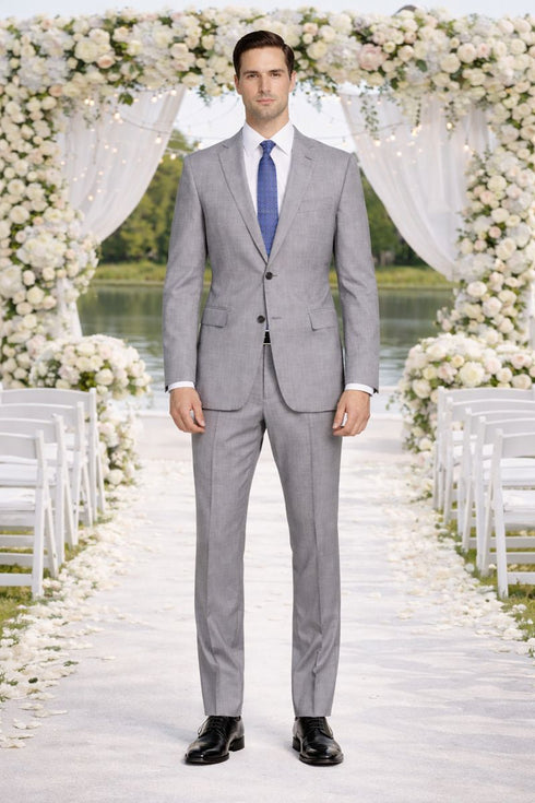 Mantoni Lt. Gray Two-button Wool Suit in Modern or Slim-Fit