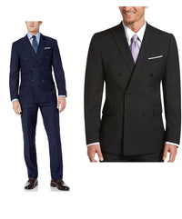 Mantoni Mens Solid Wool Suit – Double Breasted Classic Fit Business Attire