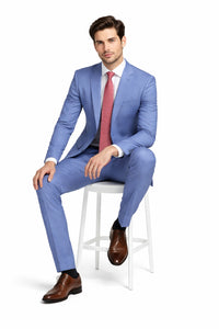 Mens Light Blue Suit Mantoni – Slim Fit Formal Suit for Summer and Weddings