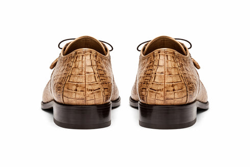 Marco Di Milano Mens Rustic Tan Caiman Gator Derby Apricena